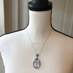 Abalone Shell Pendant Sterling Silver Stamped 925